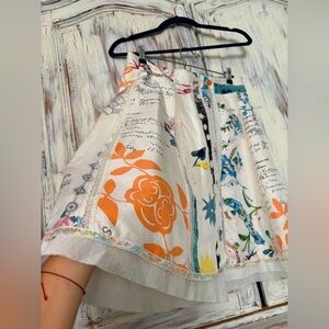 TOM K NGUYEN Silk/Cotton A-Line print Skirt💙🧡